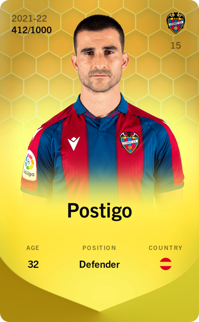 Sorare - Sorare Official - Postigo 2021-22 • Limited 412/1000 - NFT # 46950299023695289892520637913872021112882737057079521165922901640472901136503