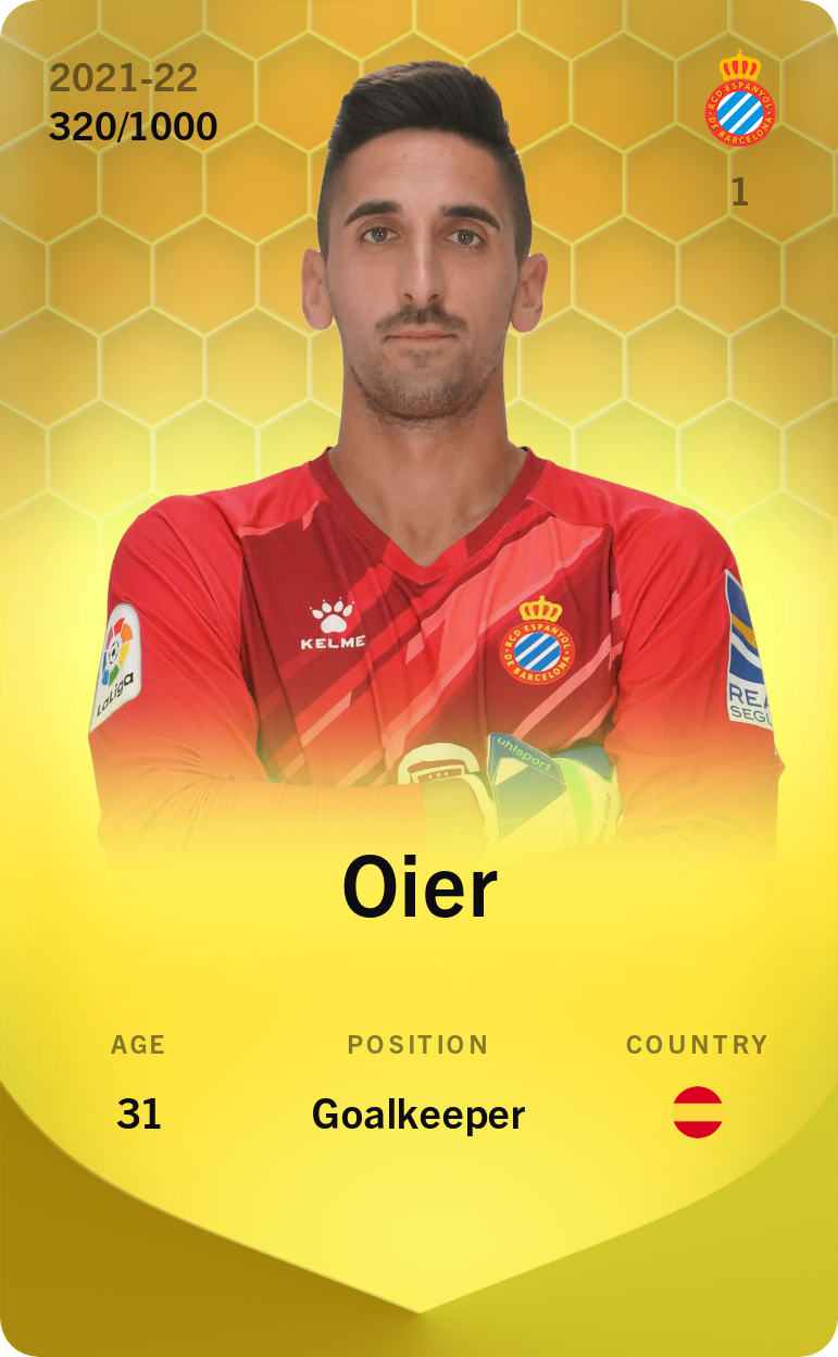 Sorare - Sorare Official - Oier 2021-22 • Limited 320/1000 - NFT # 19951779577282665784096312060295190712760092838173586730216556963852646846839