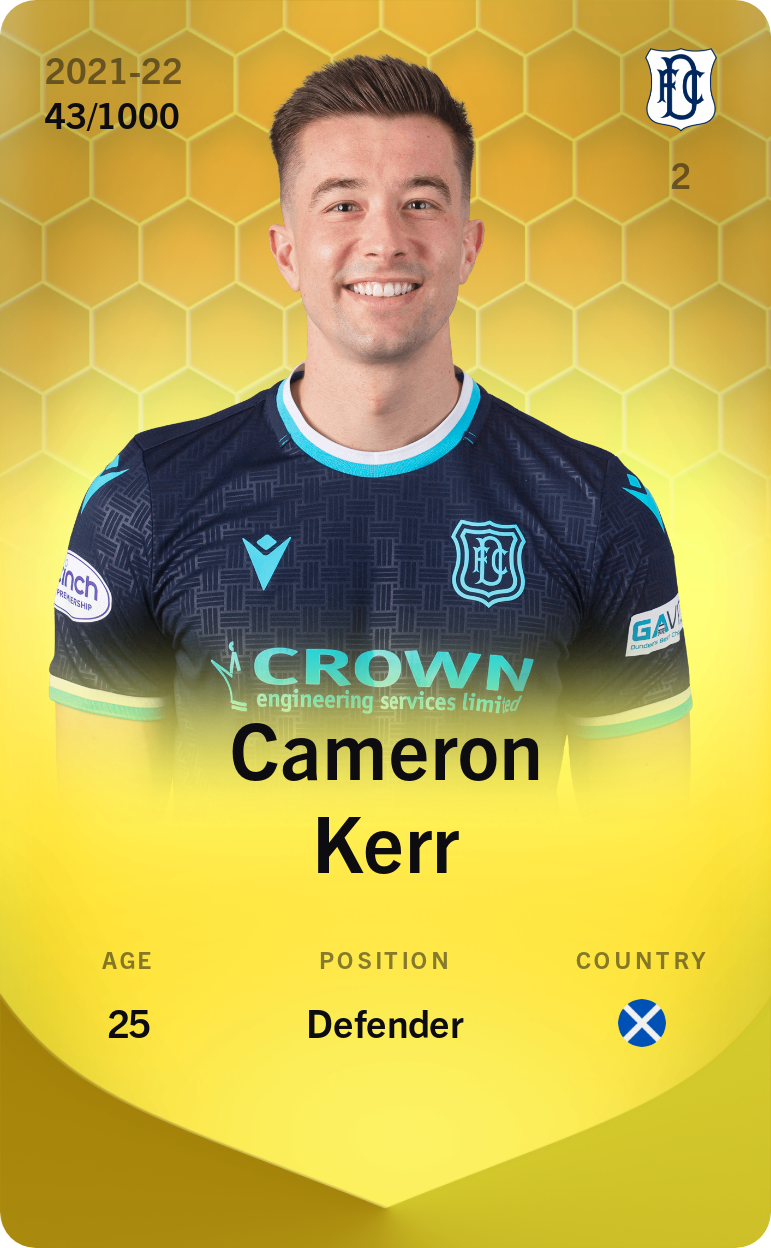Sorare - Sorare Official - Cameron Kerr 2021-22 • Limited 43/1000 - NFT # 19600091639914835637721583691324817800477175955835614479800067257956480241348
