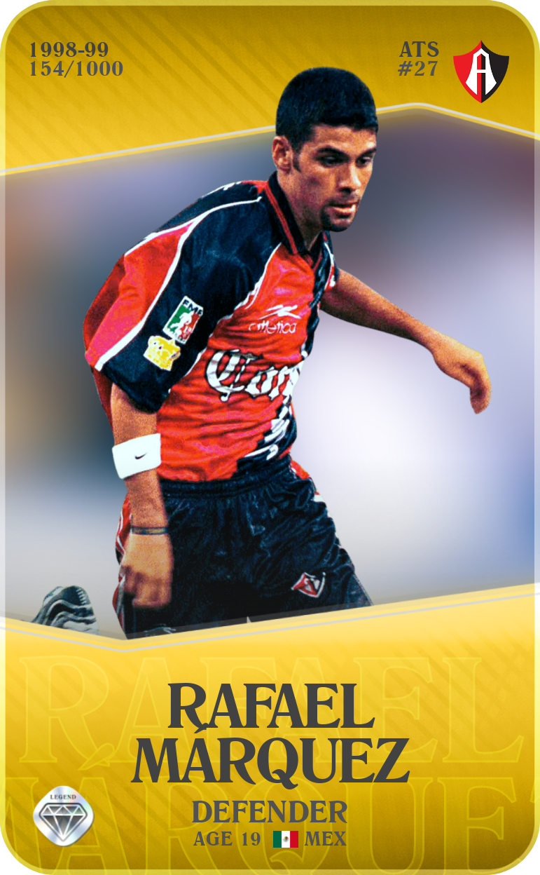 Sorare - Sorare Official - Rafael Márquez 1998-99 • Limited 154/1000 - NFT # 77428805979952079976663366825246568464504075138550551630384767047516312152653