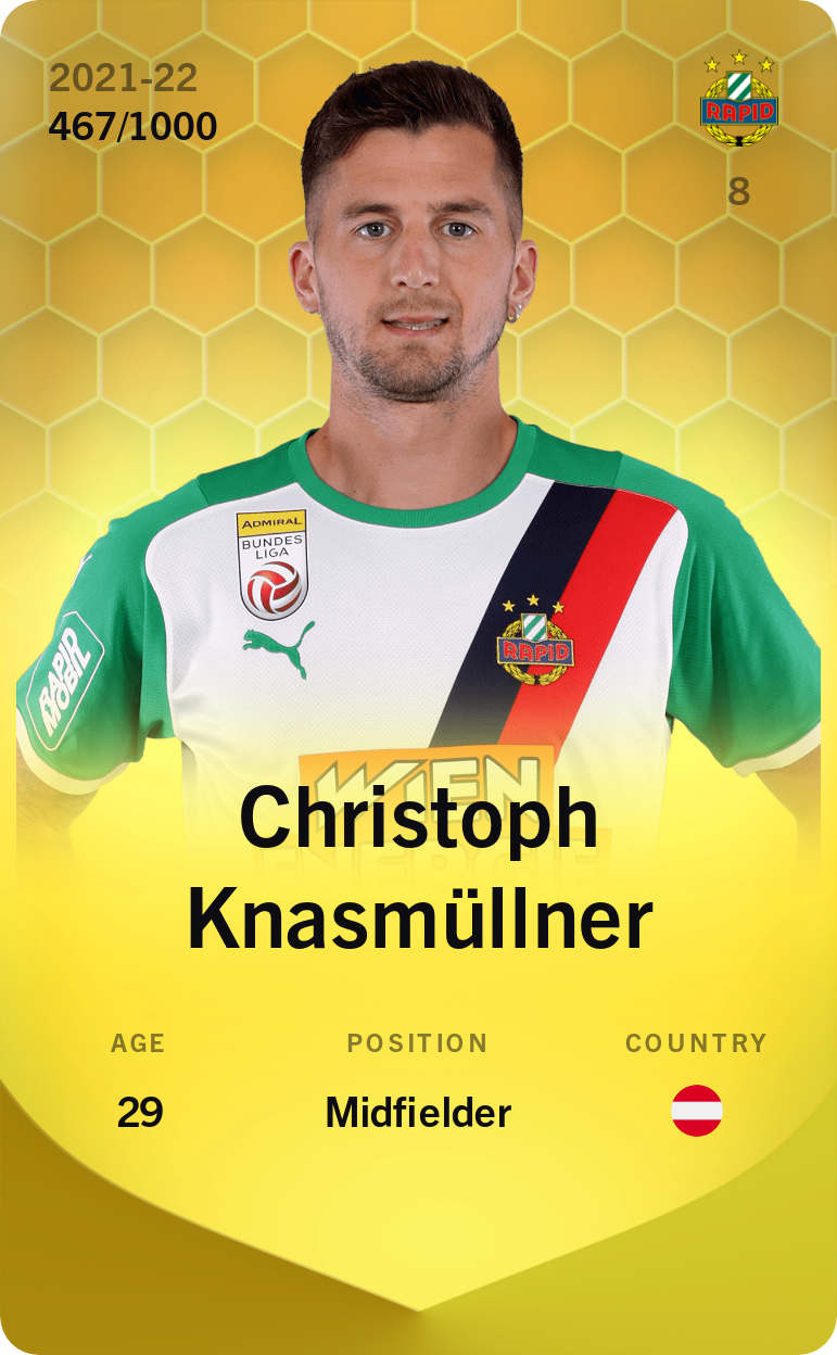 Sorare - Sorare Official - Christoph Knasmüllner 2021-22 • Limited 467/1000 - NFT # 52775217999602945681066170207215566429676283920848249920214952195440155742040