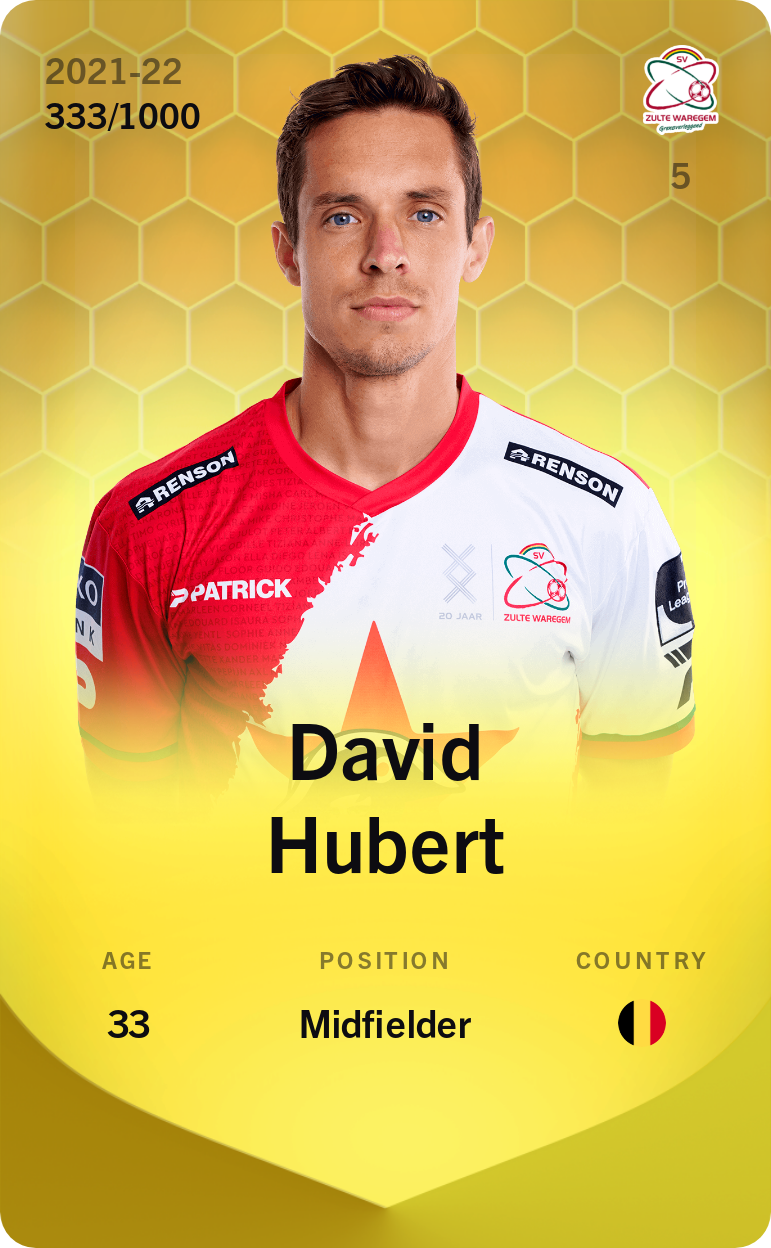 Sorare - Sorare Official - David Hubert 2021-22 • Limited 333/1000 - NFT # 51606597842610138105651345799352523357151120777497785041061052294687100817764