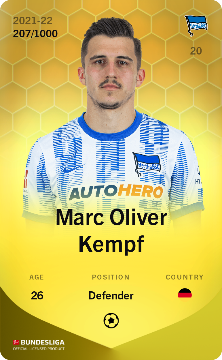 Sorare - Sorare Official - Marc Oliver Kempf 2021-22 • Limited 207/1000 - NFT # 103340456491908742406482732384979888289279649743613192671156339862291088302738