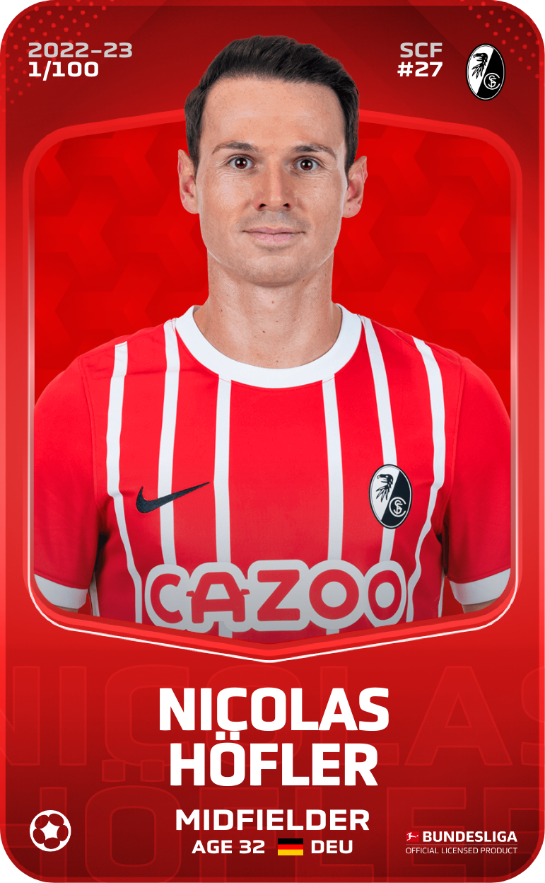 Sorare - Sorare Official - Nicolas Höfler 2022-23 • Rare 1/100 - NFT # 100170581722549488312238424244747903009214103269399156044976504405060455585223