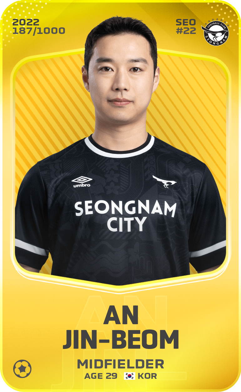 Sorare - Sorare Official - An Jin-Beom 2022-23 • Limited 187/1000 - NFT # 84999911516920419446506794837974467530272304273799819829819502379573923576741