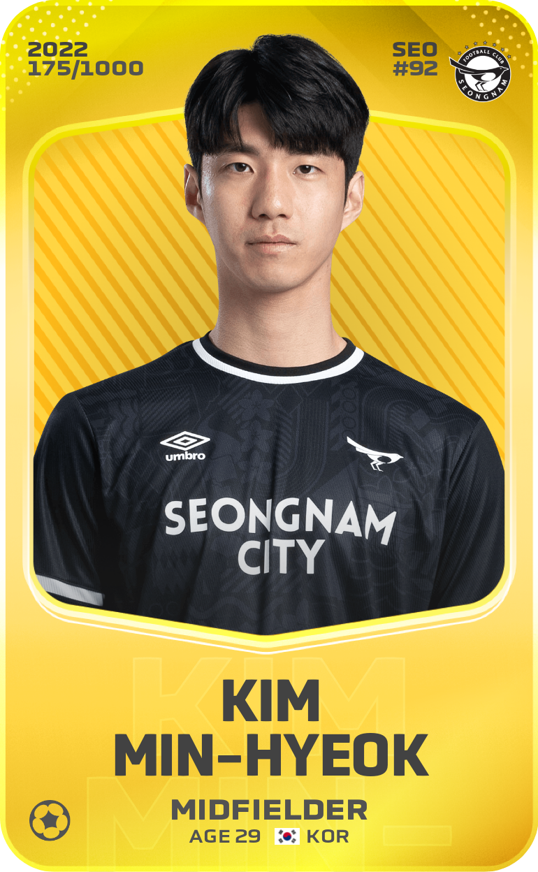 Sorare - Sorare Official - Kim Min-Hyeok 2022-23 • Limited 175/1000 - NFT # 82832615274676519290958402309936896539090385693353095265195671079625537753732