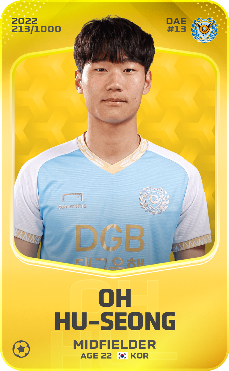 Sorare - Sorare Official - Oh Hu-Seong 2022-23 • Limited 213/1000 - NFT # 66513316170128485382067437995906345558391629454045973075332709743134387219280