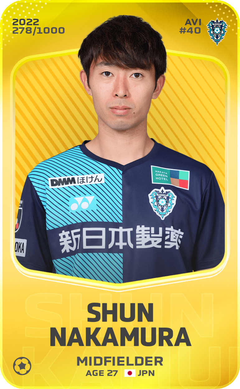 Sorare - Sorare Official - Shun Nakamura 2022-23 • Limited 278/1000 - NFT # 19634344720116468079732425797257218041026948936902399534758771940322607004785