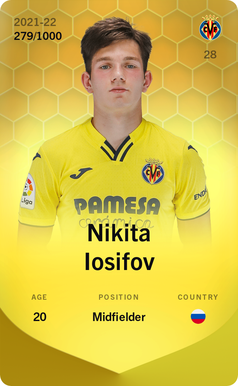 Sorare - Sorare Official - Nikita Iosifov 2021-22 • Limited 279/1000 - NFT # 54012339160702252183546775468557777755069074231042797242136048194394189480872