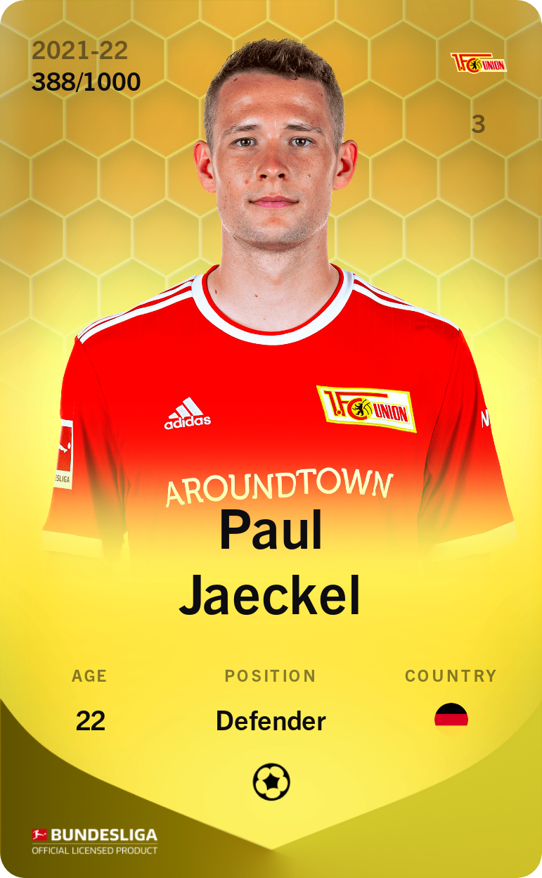 Sorare - Sorare Official - Paul Jaeckel 2021-22 • Limited 388/1000 - NFT # 74229289631405061225898453653590611649679848949132461283248155047973782352002