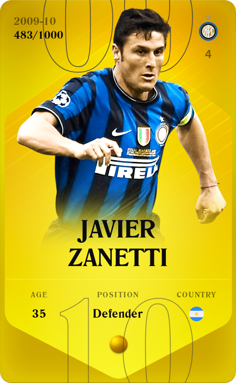 Sorare - Sorare Official - Javier Zanetti 2009-10 • Limited 483/1000 - NFT # 103722757501000340485341301301307908957303713521179204120757103478359366525740