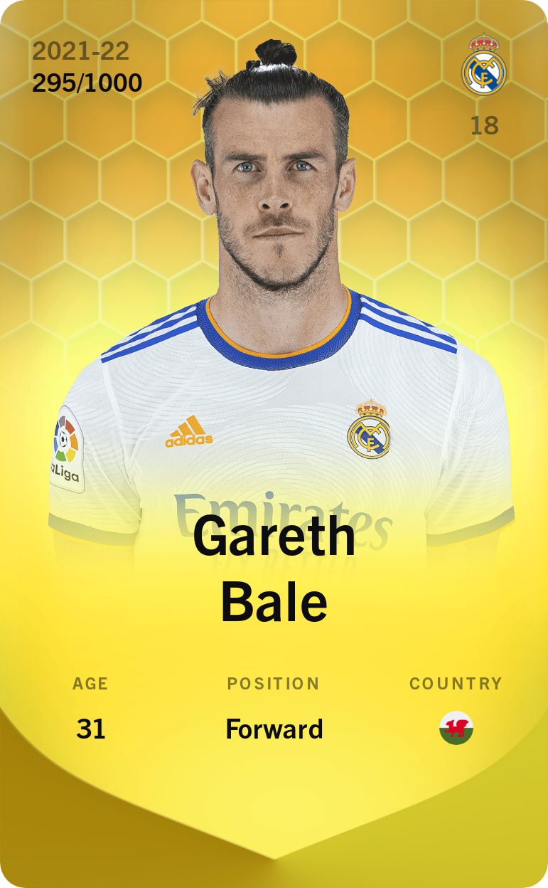 Sorare - Sorare Official - Gareth Bale 2021-22 • Limited 295/1000 - NFT # 104965118413590259353364286913614388738089866098622212574209665795006173665408