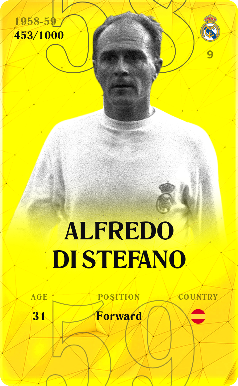 Sorare - Sorare Official - Alfredo Di Stefano 1958-59 • Limited 453/1000 - NFT # 32025063987302896100396014125454521448586426625314494657857769732380727570343