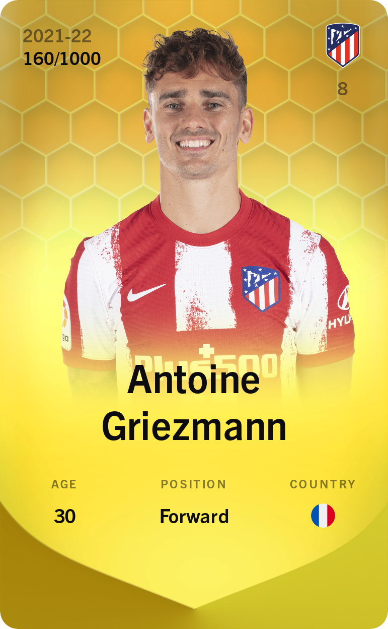 Sorare - Sorare Official - Antoine Griezmann 2021-22 • Limited 160/1000 - NFT # 43444387724174205660142842978390086989022113921548700296582620014129487890457