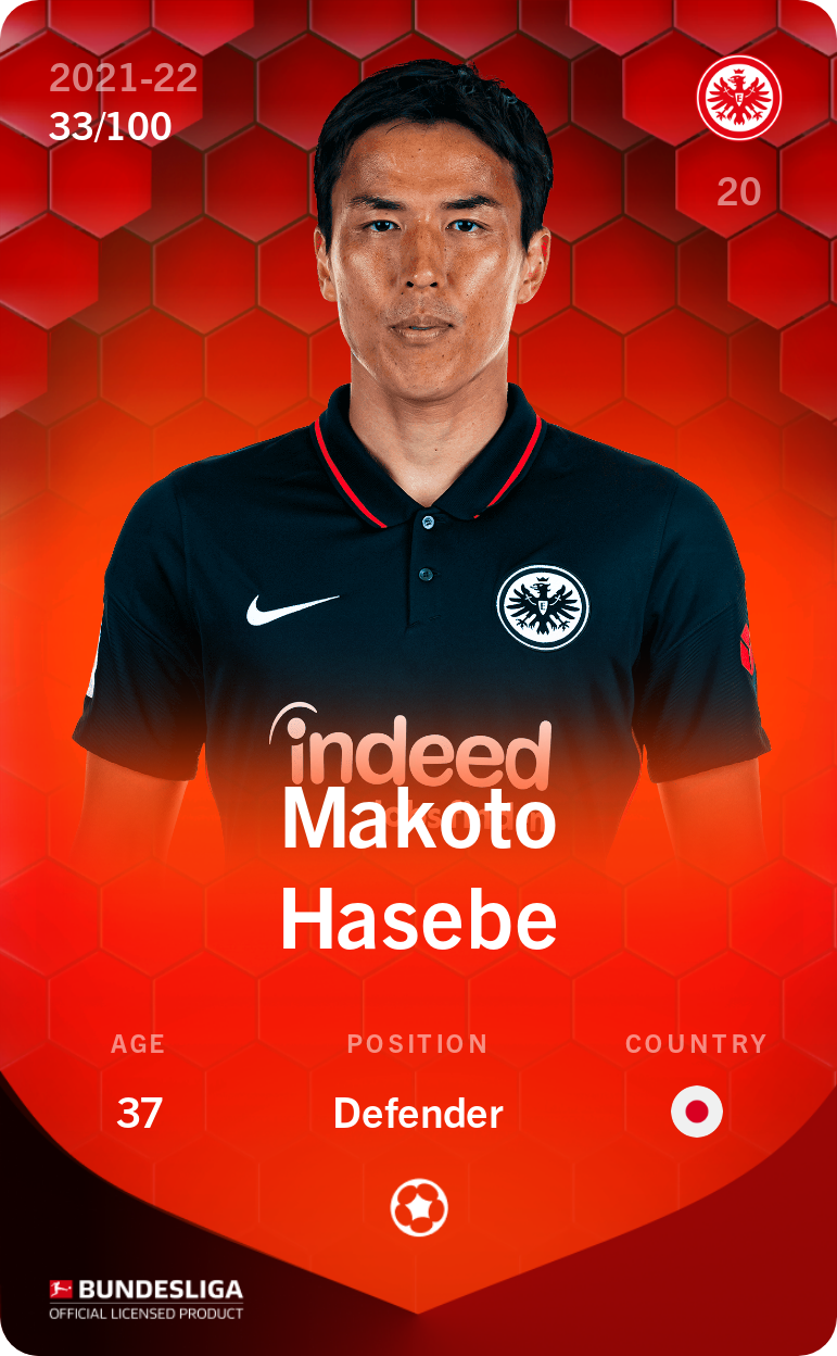 Sorare - Sorare Official - Makoto Hasebe 2021-22 • Rare 33/100 - NFT # 6238059535751316218572617527083550872247887315534521030885295288660665681743