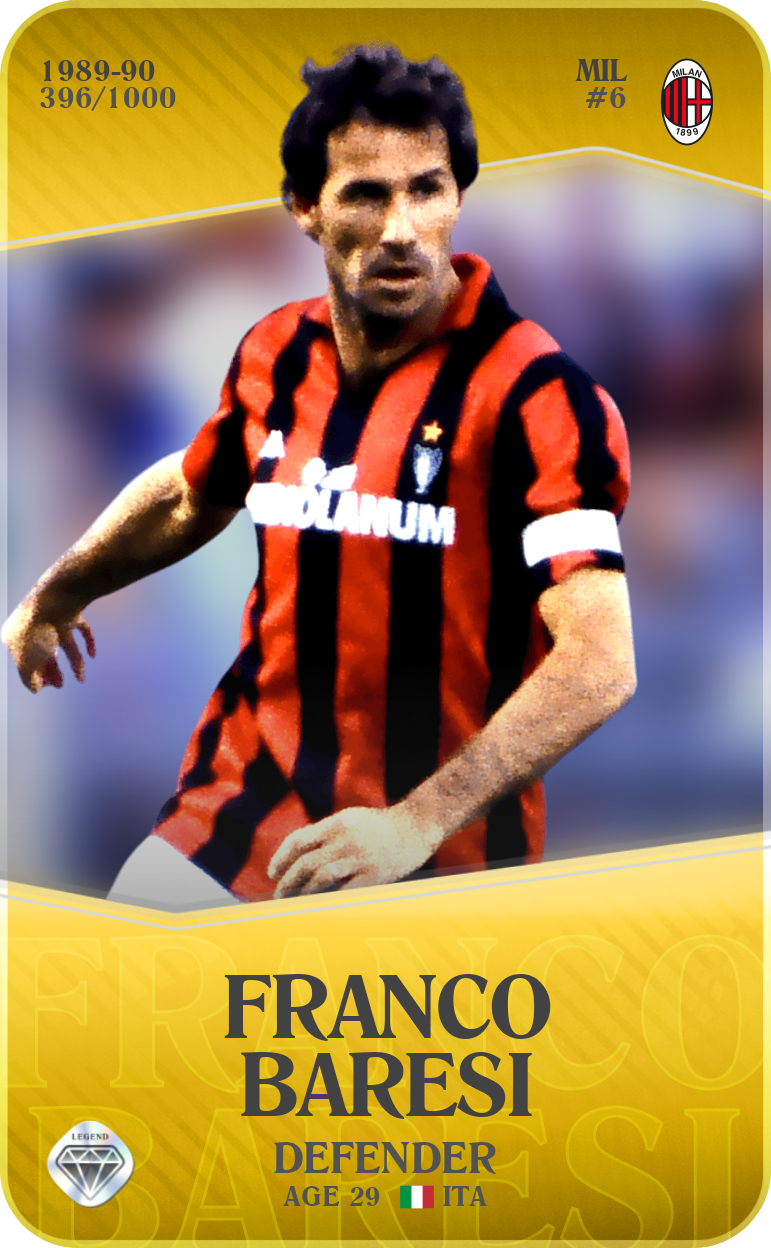 Sorare - Sorare Official - Franco Baresi 1989-90 • Limited 396/1000 - NFT # 84837223561882405515985579097809042366547577688498319618942304065719607161355