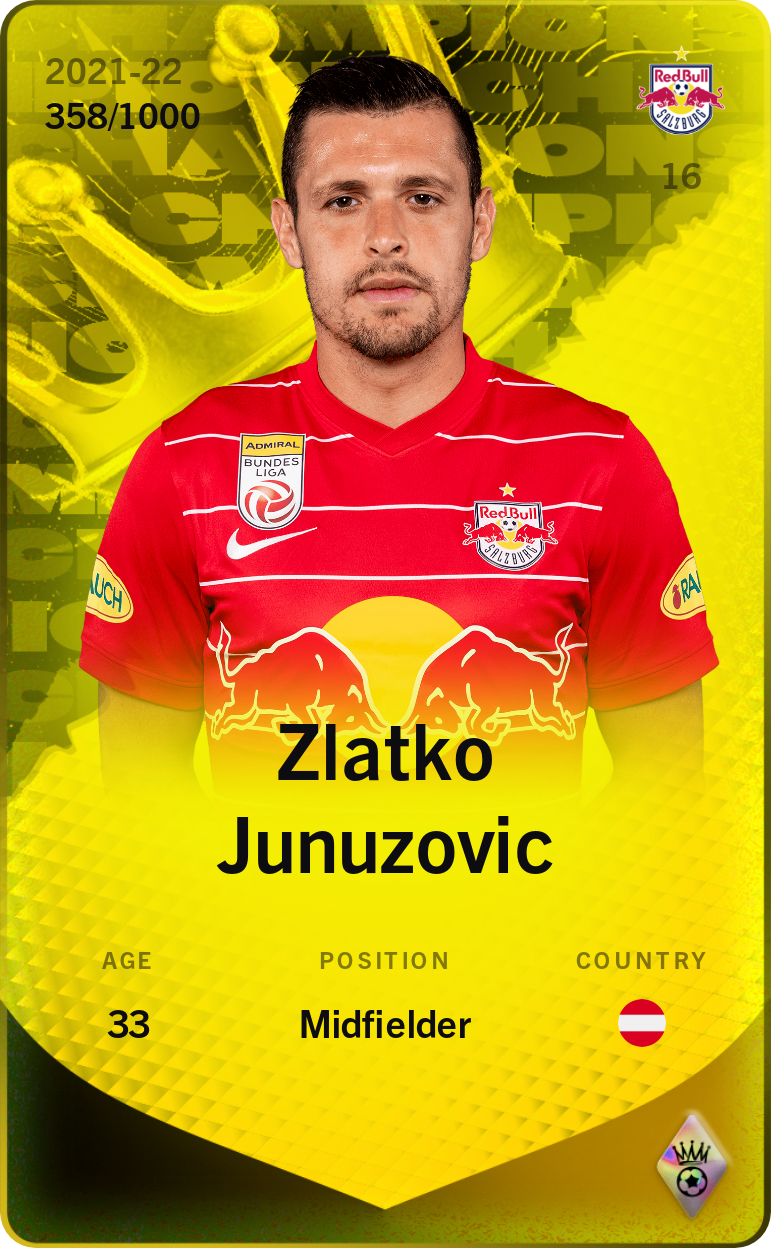 Sorare - Sorare Official - Zlatko Junuzovic 2021-22 • Limited 358/1000 - NFT # 79061938364539580328444260070922106720683792708620787339707082789236227269433