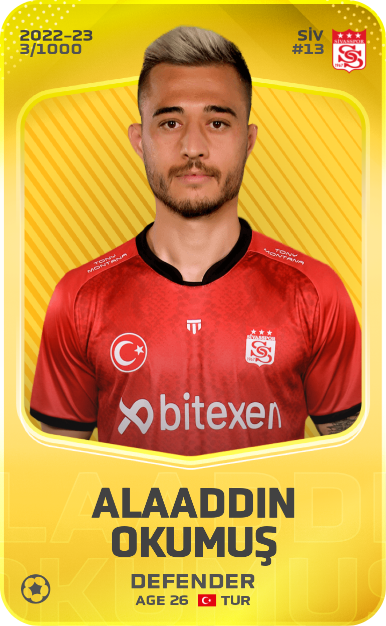 Sorare - Sorare Official - Alaaddin Okumuş 2022-23 • Limited 3/1000 - NFT # 38667001736464215405929588844943852888250390642782473594584448042244835336483