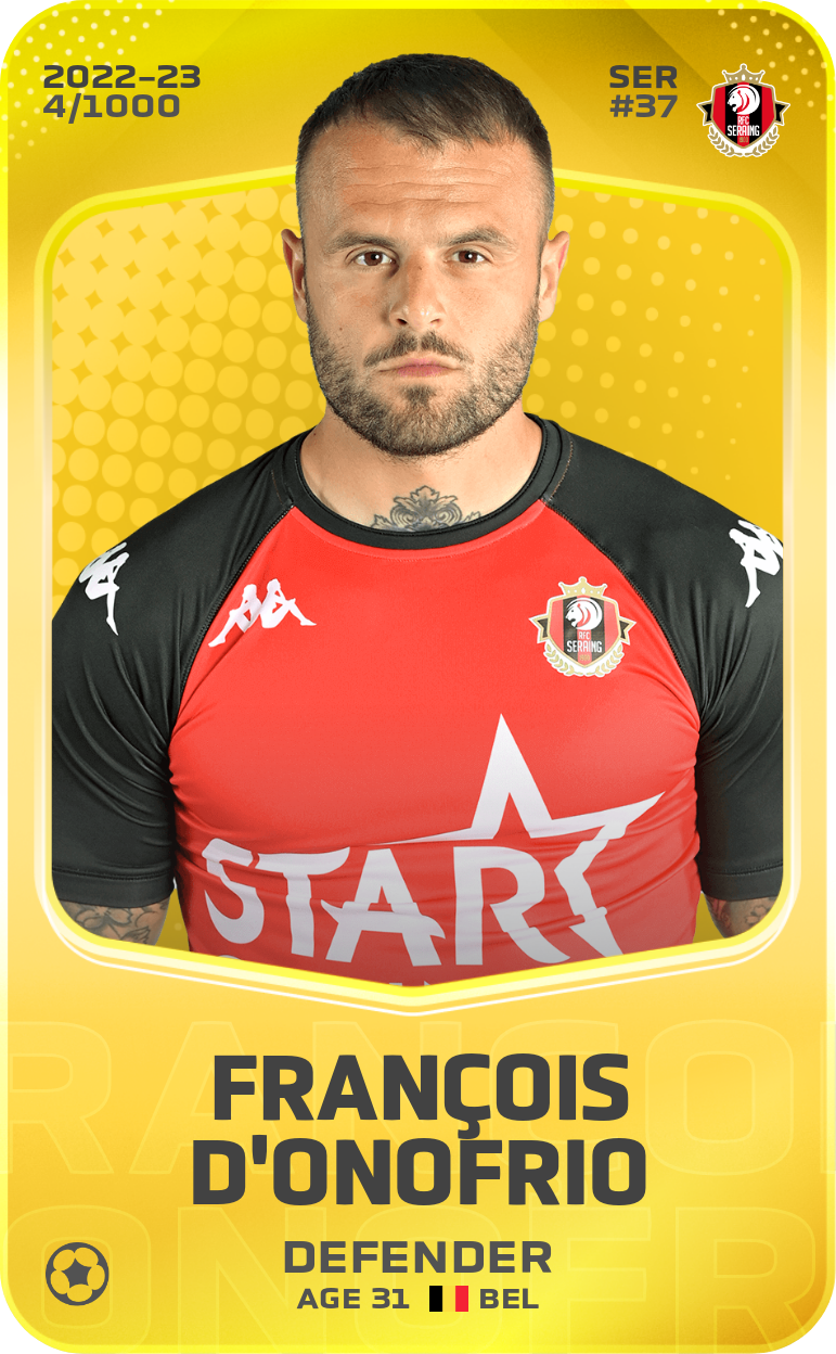 Sorare - Sorare Official - François D'Onofrio 2022-23 • Limited 4/1000 - NFT # 101765536388895326301407968936930098292060492115286958031639012523115541428413