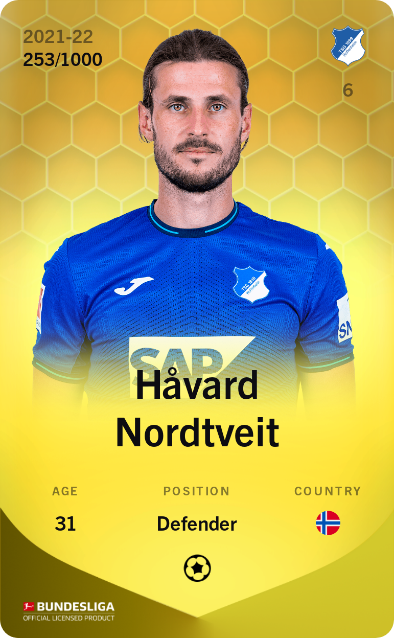 Sorare - Sorare Official - Håvard Nordtveit 2021-22 • Limited 253/1000 - NFT # 33277560708622799311968101559603452471835239114518640943723909879395294744266