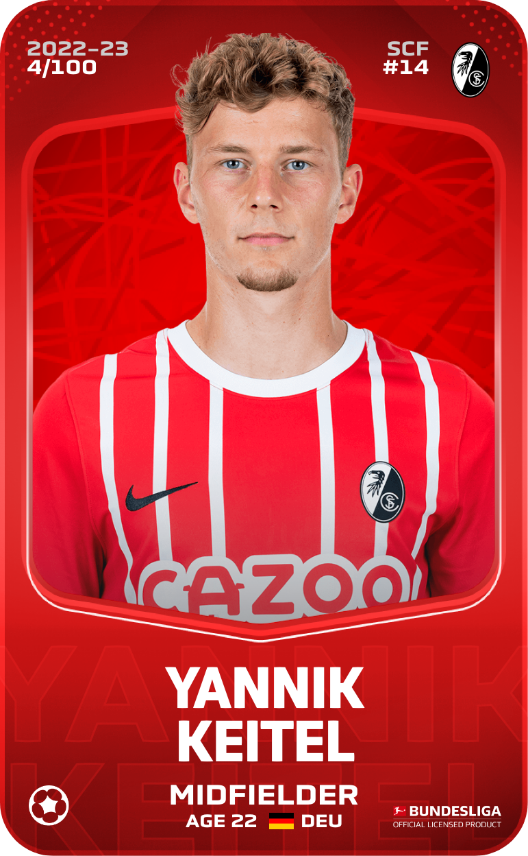 Sorare - Sorare Official - Yannik Keitel 2022-23 • Rare 4/100 - NFT # 1086658920234442497337408567577450307245273828061783206625262488563163037506