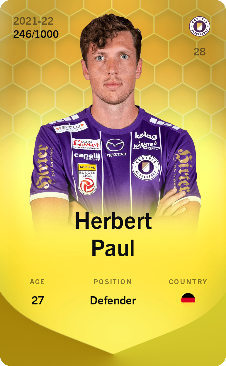 Sorare - Sorare Official - Herbert Paul 2021-22 • Limited 246/1000 - NFT # 59571906090481777506514316787514393569567210858564277338541870716089233568067