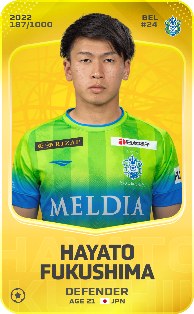 Sorare - Sorare Official - Hayato Fukushima 2022-23 • Limited 187/1000 - NFT # 83707618796848718801202825599405916953217659938242208345745083672017572907073