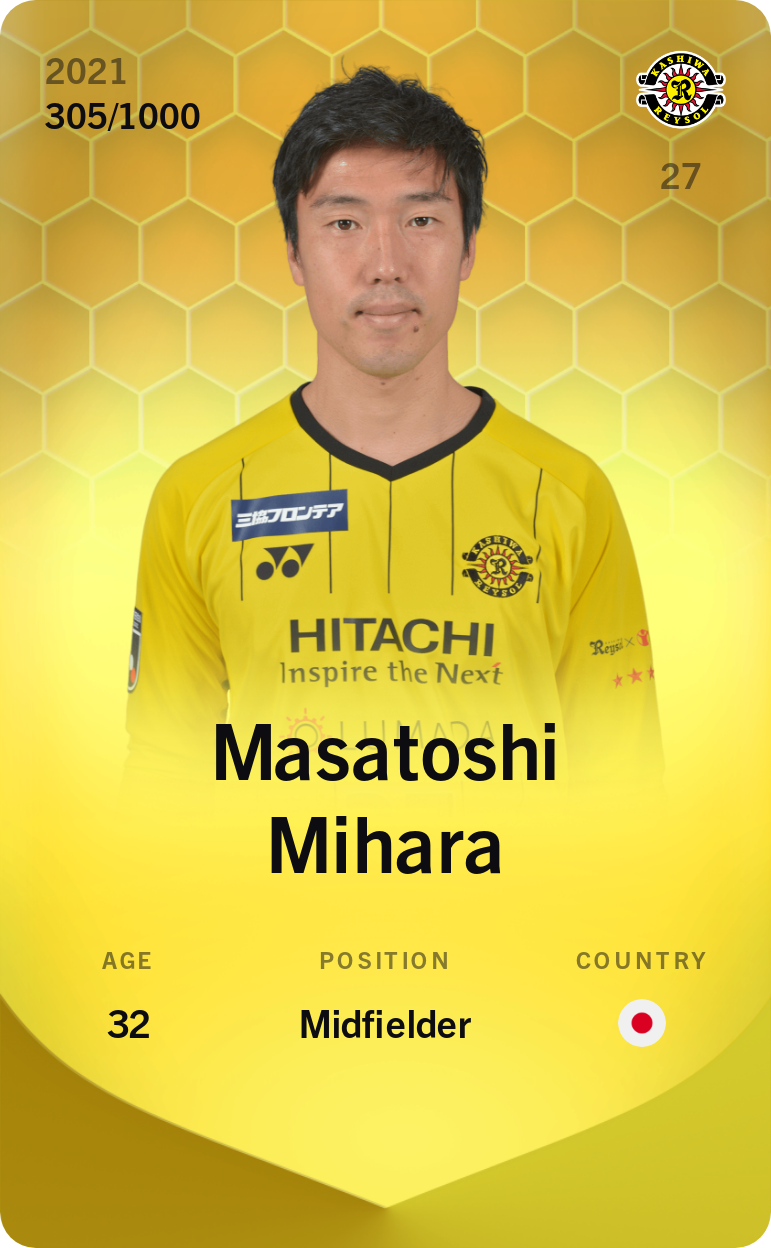 Sorare - Sorare Official - Masatoshi Mihara 2021-22 • Limited 305/1000 - NFT # 38453611929602030619032640007355631554159888973898767566049299210458554182485