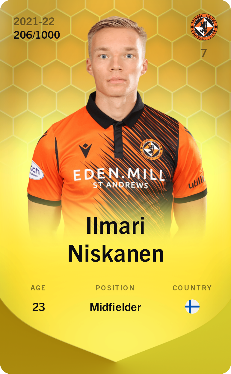 Sorare - Sorare Official - Ilmari Niskanen 2021-22 • Limited 206/1000 - NFT # 91838088332342167538260087204313659915083666030475260238998279378329970197226