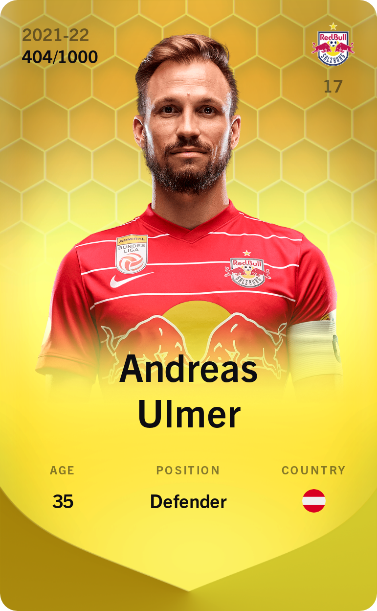 Sorare - Sorare Official - Andreas Ulmer 2021-22 • Limited 404/1000 - NFT # 12994865776680842325520125339821587696368246915366816727273666394587684981291