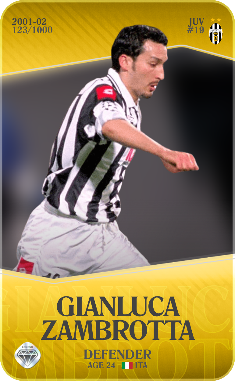 Sorare - Sorare Official - Gianluca Zambrotta 2001-02 • Limited 123/1000 - NFT # 106526140598442721943298900130428686973222643408033784761889836429748931901974