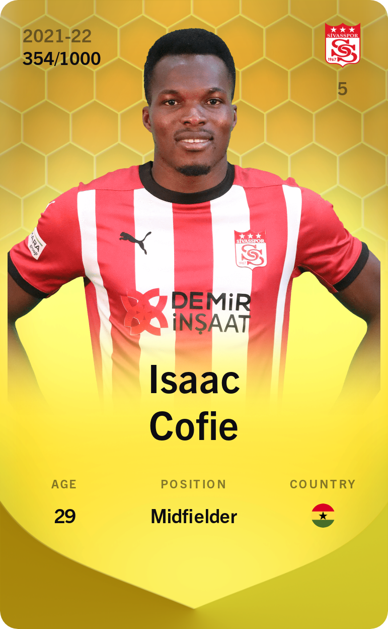 Sorare - Sorare Official - Isaac Cofie 2021-22 • Limited 354/1000 - NFT # 115500290739157645166208026452979176732718952622843325840888409313027814969688