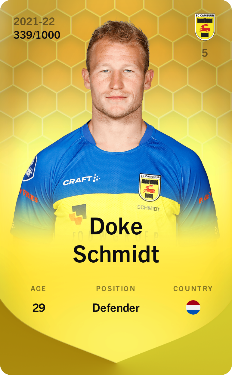 Sorare - Sorare Official - Doke Schmidt 2021-22 • Limited 339/1000 - NFT # 97421579857220768979610478652972048434099369632636805518924158482607517868688