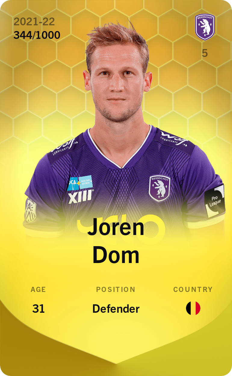 Sorare - Sorare Official - Joren Dom 2021-22 • Limited 344/1000 - NFT # 60670918017638930111463924842840590324457965066819998980435354969490045710936