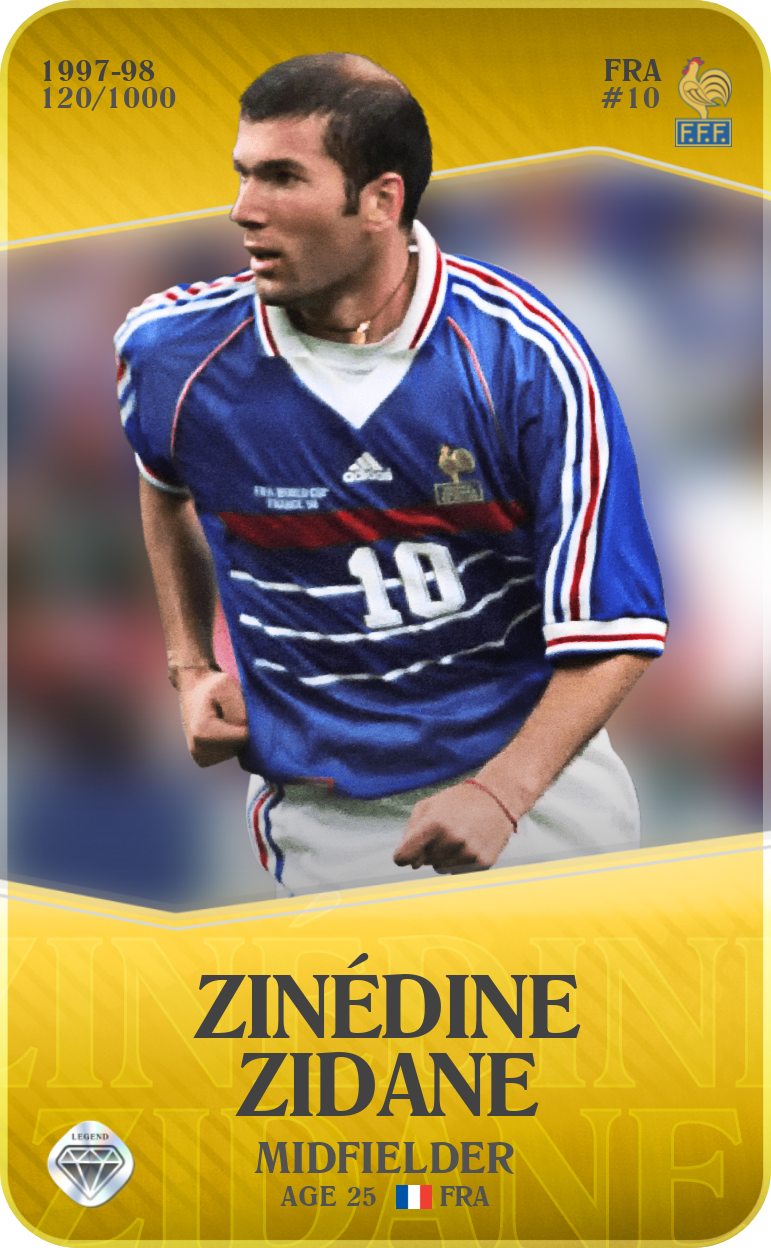 Sorare - Sorare Official - Zinédine Zidane 1997-98 • Limited 120/1000 - NFT # 105342742205731470818375763898852442774760651427014345155541883351397376785994