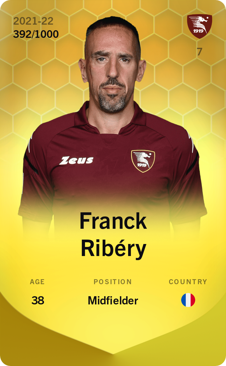 Sorare - Sorare Official - Franck Ribéry 2021-22 • Limited 392/1000 - NFT # 4630449193425590234987260024218081672314618627941791214539593330287937487063