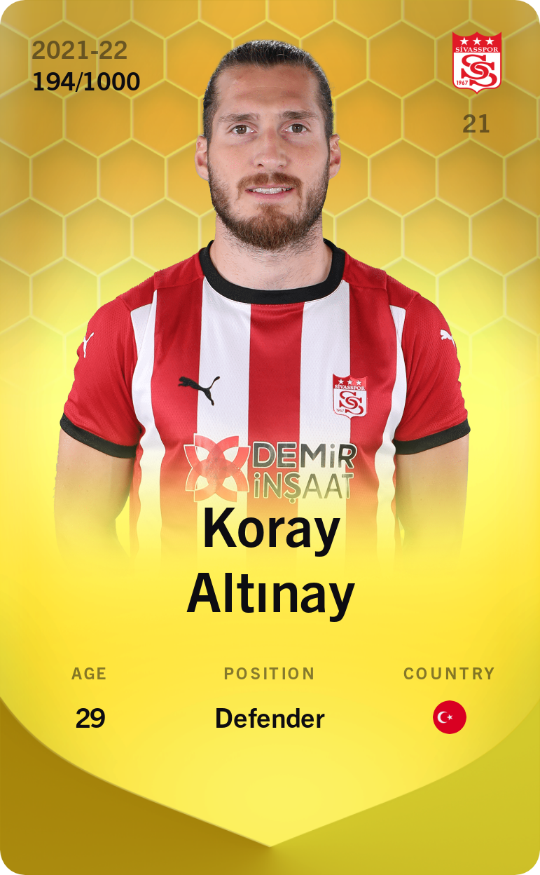 Sorare - Sorare Official - Koray Altınay 2021-22 • Limited 194/1000 - NFT # 86344525444483303466229298661956421282677817808059593440528894298044713532710