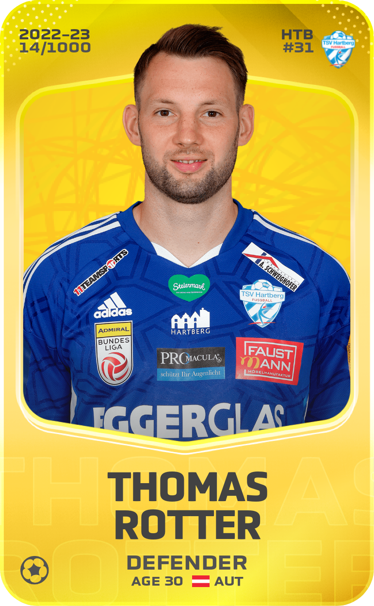 Sorare - Sorare Official - Thomas Rotter 2022-23 • Limited 14/1000 - NFT # 5686827047444685762488421080384706905681303471843746445877738019695202434301