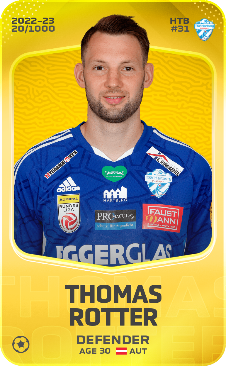 Sorare - Sorare Official - Thomas Rotter 2022-23 • Limited 20/1000 - NFT # 104650745488965432451407827013747764685944340212919638688640147334705274294256