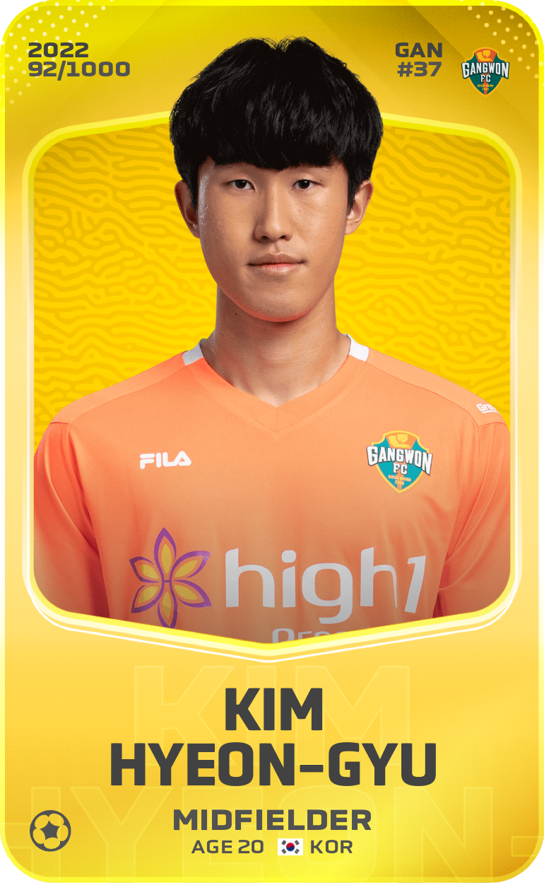 Sorare - Sorare Official - Kim Hyeon-Gyu  2022-23 • Limited 92/1000 - NFT # 43906091265829710224325727698920835026328330707247185791244997985844810460406
