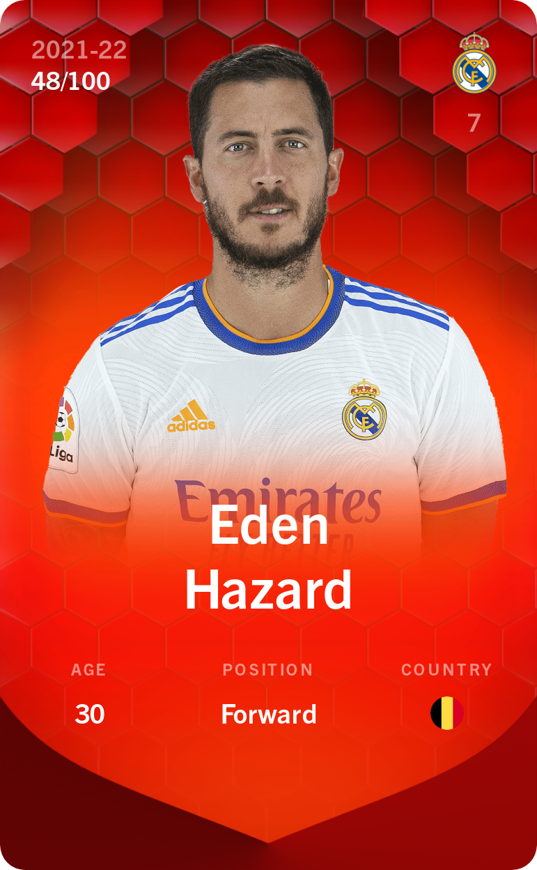 Sorare - Sorare Official - Eden Hazard 2021-22 • Rare 48/100 - NFT # 31241627285068192632058427189716250411599605413999226611673083481436796891127