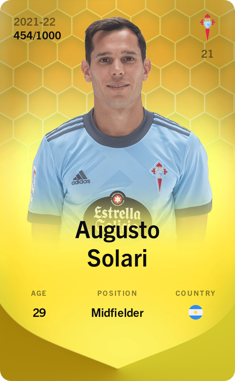 Sorare - Sorare Official - Augusto Solari 2021-22 • Limited 454/1000 - NFT # 101423534883089446585099258534059843111860904620276561478087294020005634707816