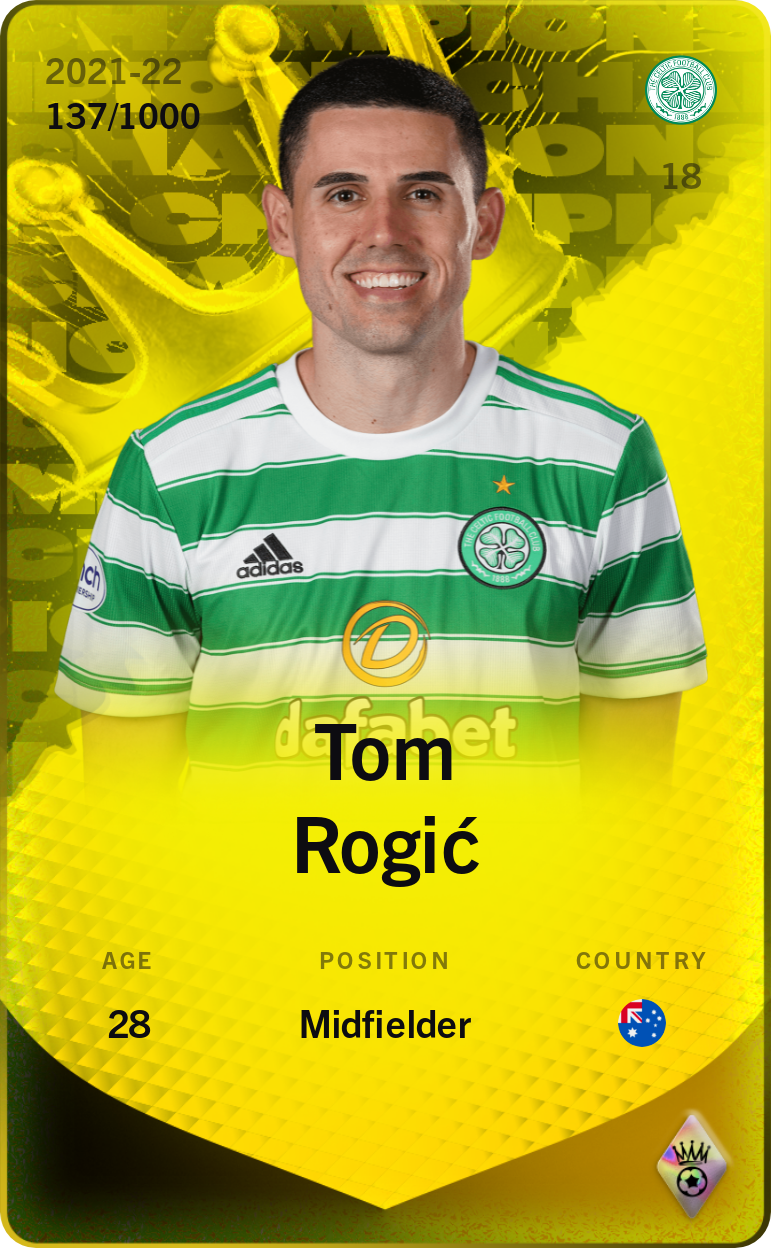 Sorare - Sorare Official - Tom Rogić 2021-22 • Limited 137/1000 - NFT # 62358950928920655598380437589538541776241587749696189180479110066363662045193