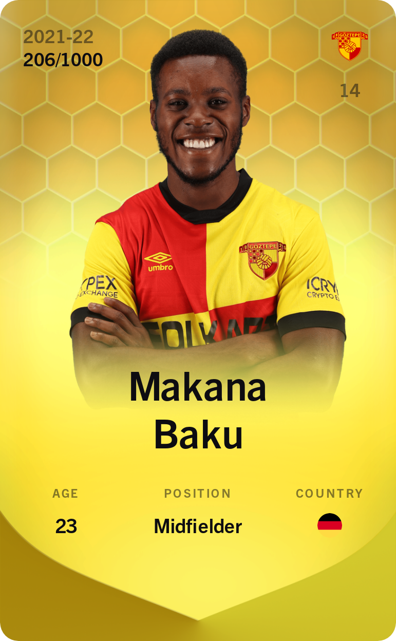 Sorare - Sorare Official - Makana Baku 2021-22 • Limited 206/1000 - NFT # 83971801081976609726126777376492134185115685059553887296803050922203219439864