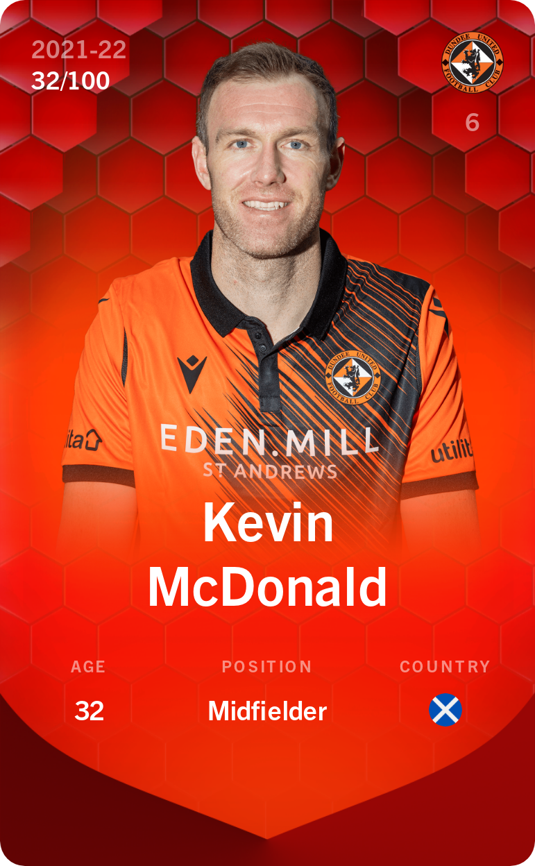 Sorare - Sorare Official - Kevin McDonald 2021-22 • Rare 32/100 - NFT # 62093387390618367267714143943156065368478394193738038574086059056783684484429