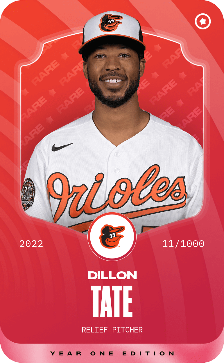 Rare card of Dillon Tate 2022 Sorare