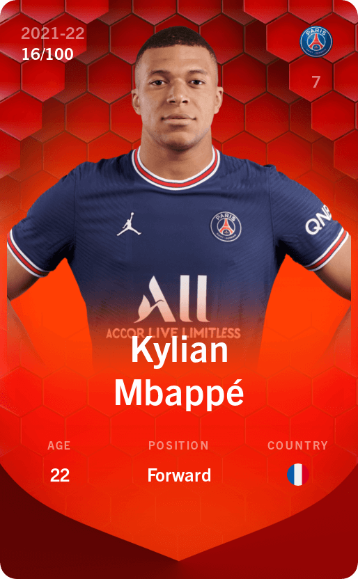 Kylian Mbappe 21 22 Rare 16 100