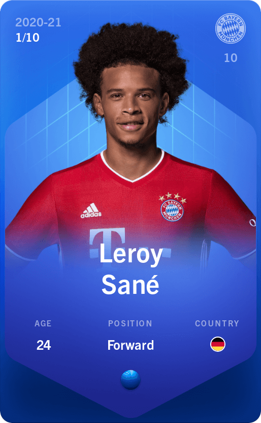 Super Rare card of Leroy Sané 202021 Sorare