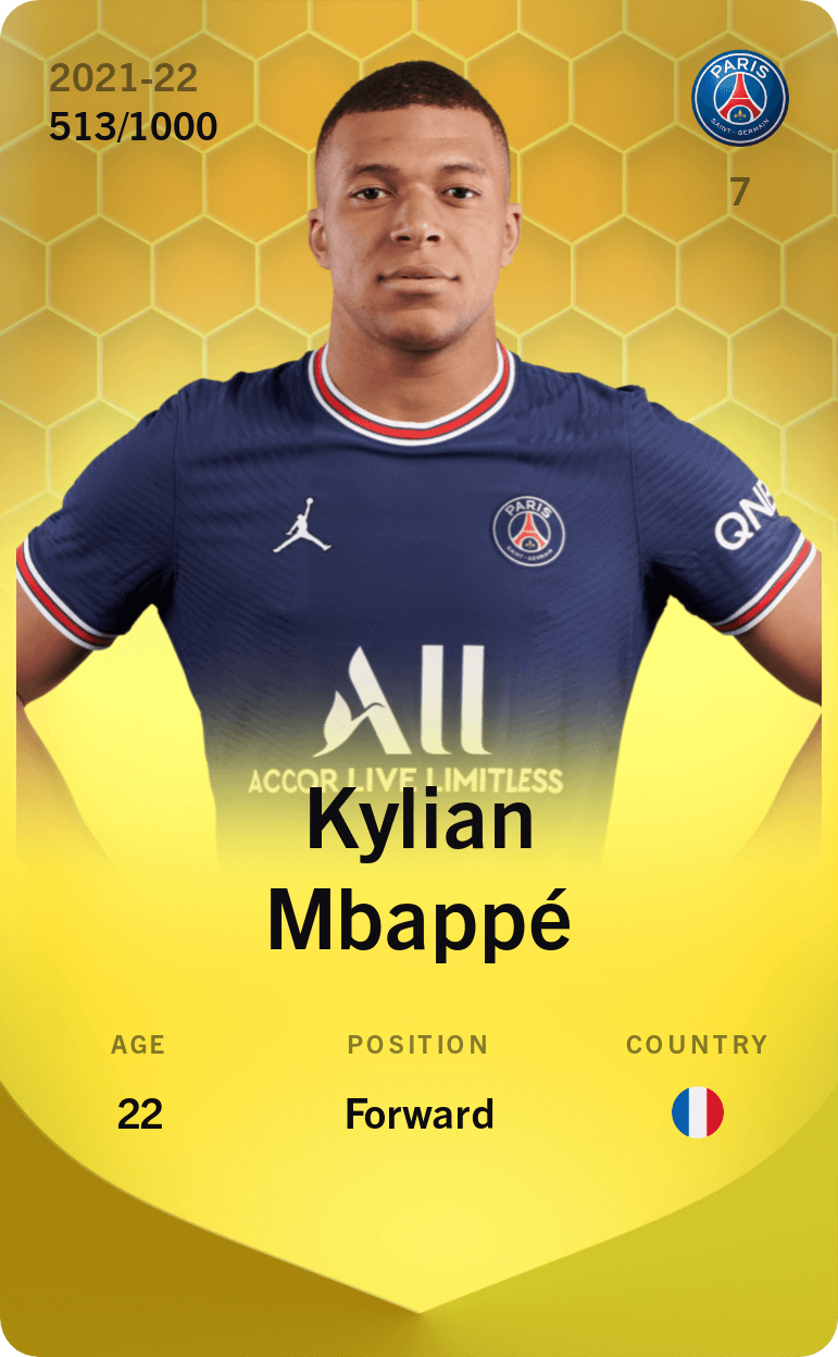 Limited Card Of Kylian Mbappé 2021 22 Sorare