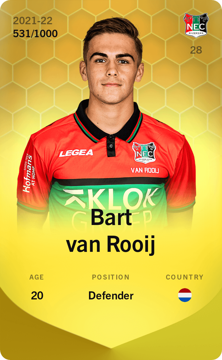 Limited card of Bart van Rooij 202122 Sorare